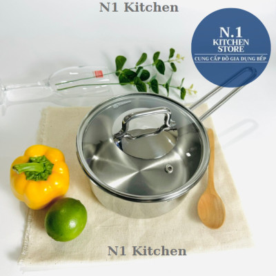 Nồi Quánh inox 18/10 Korkmaz Perla 1.6 lít có nắp - 16x8 cm - Hàng Chính Hãng