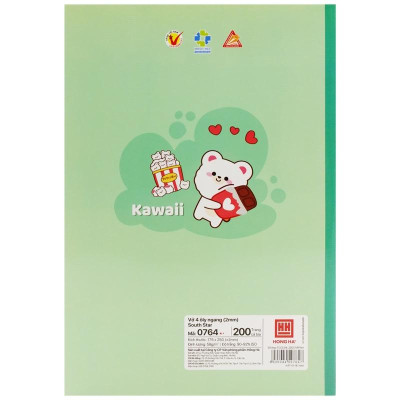 Lốc 5 Tập South Star Kawai - 4 Ô Ly Kẻ Ngang 200 Trang 58gsm - Hồng Hà 0764 (Mẫu Bìa Giao Ngẫu Nhiên) - Tặng Kèm 1 Cuốn Cùng Loại