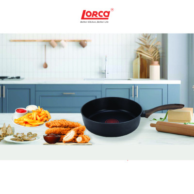 Chảo Chống Dính 5 Lớp Liền Khối Lorca TA 2034A Dùng Cho Mọi Loại Bếp, Cảm Biến Nhiệt, Sâu Lòng