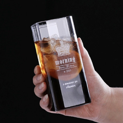 LY THỦY TINH CHỊU NHIỆT UỐNG NƯỚC, SINH TỐ HOA QUẢ PHONG CÁCH ANH ( GIAO HÌNH CHỮ NGẪU NHIÊN )- VD90