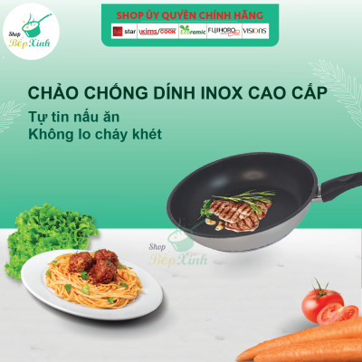Chảo Chống Dính Bếp Từ 3 Đáy Fivestar (22 cm) + Tặng 5 Muỗng Inox Cao Cấp