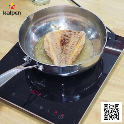 Chảo sâu lòng Inox 304 đúc liền khối 3 lớp miệng rót Kalpen Zenger 28cm, bảo hành 5 năm