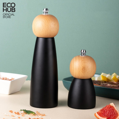 Dụng cụ xay tiêu đen và muối biển ECOHUB màu đen dạng đẹp cao cấp và sang trọng  (Pepper Grinder)