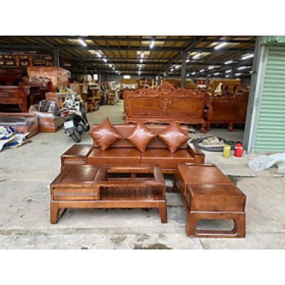 Bộ sofa văng phòng khách gỗ sồi JNTV21 Tundo KT 2m3 phù hợp chung cư, căn hộ