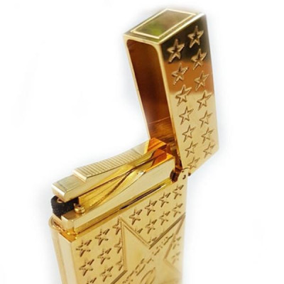 Vỏ Hột Quẹt Bật Lửa Gas Upon Màu Vàng Hình Ngôi Sao D85 Dòng 2 Line Tiếng Kêu Hay Cầm Chắc Tay - Dùng Gas Đá