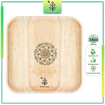 Khay đĩa gỗ vuông size lớn 24cm | Gỗ Đức Thành 23141 | Đạt tiêu chuẩn CE và TCVN