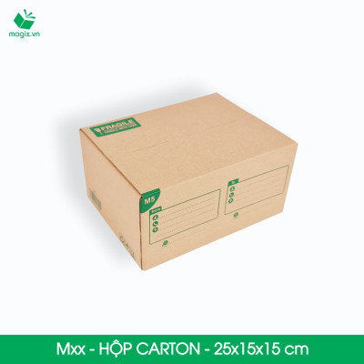 Hộp 25x15x15 cm - Combo 60 thùng hộp carton đóng hàng - tùy chọn chất lượng