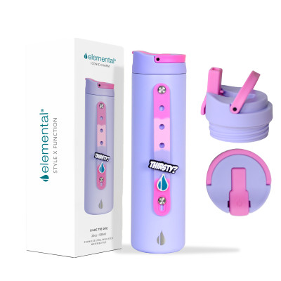 [Elemental chính hãng - Thương hiệu Mỹ] Bình giữ nhiệt Elemental Iconic Charm 590ml màu tím lilac, giữ nhiệt tốt, inox 304, an toàn sức khỏe