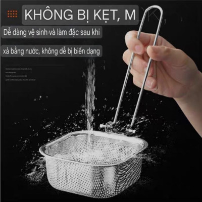  RÂY LỌC CHAO VỚT VỢT CHUYÊN DỤNG LẨU INOX SUS 304 - THÉP KHÔNG GỈ, TAY CẦM CÓ THỂ GẬP LẠI, 4 VỊ TRÍ KHÁC NHAU - CÓ CẠNH TREO XOONG NỒI TIỆN DỤNG 