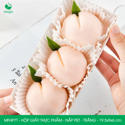 MFHP7T - 19.5x9x6 cm - 25 hộp giấy nắp PET trắng đựng thực phẩm, thức ăn mang đi