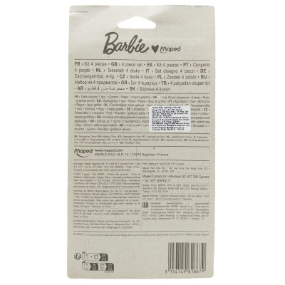 Bộ Dụng Cụ Học Tập 4 Món Barbie - Maped CB98186700 - Màu Hồng