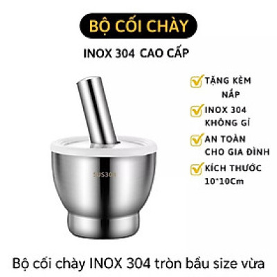Bộ Chày Cối Inox Cao Cấp 304 Nguyên Khối Chống Nấm Mốc Dễ Dàng Sử Dụng An Toàn Sức Khỏe Gia Đình, Thiết Kế Siêu Đẹp Bảo hành Trọn Đời