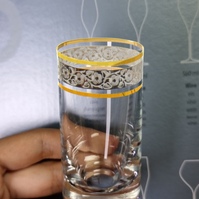 Bộ 6 ly uống rượu mạnh pha lê cường lực mạ vàng platin 24k 070ml Tiệp Khắc