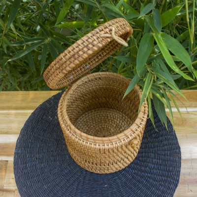 Hộp đựng giấy ăn bằng mây đan thủ công - Tròn