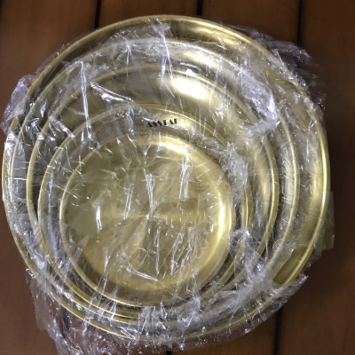 SET 5 ĐĨA INOX MẠ VÀNG DECOR TRANG TRÍ BÀY BIỆN KÍCH THƯỚC TO DẦN - HÀNG CHÍNH HÃNG