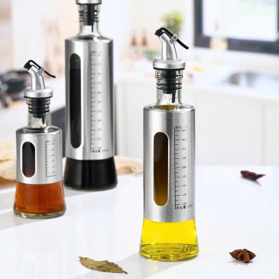 Bình Rót Gia Vị Dầu Ăn, Nước Mắm – Chai Thủy Tinh  200ML Bọc Inox Sang Trọng