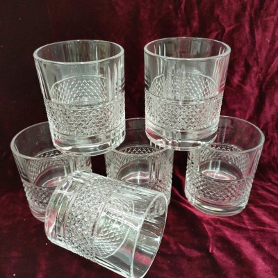 Bộ 6 cố thủy tinh uống nước vân kim cương hạt vân hạt màu ánh trai