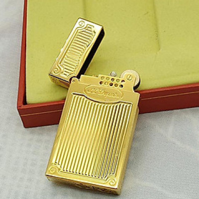 Vỏ Hột Quẹt Bật Lửa Upon Hoa Văn Kẻ Dọc DX04V Màu Vàng - Dùng Xăng Bấc Đá Cao Cấp