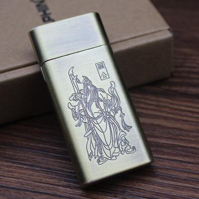 Vỏ Hột Quẹt Bật Lửa Xăng Đá Dolphin HY-699Q Khắc Hình Quan Công Độc Lạ - Nhiều Màu