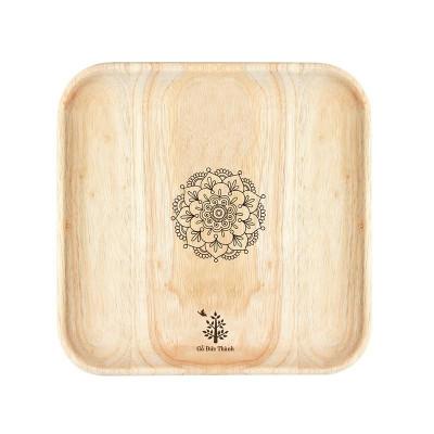 Đĩa khay gỗ vuông Size trung Gỗ Đức Thành 22141 - Đựng Đồ Ăn | Trang Trí | Chụp Hình | Decor | Đạt tiêu chuẩn xuất khẩu