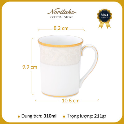 Cốc uống nước/ Cốc uống cà phê Noritake dòng Flanders Gold sứ cao cấp (1714 - 91332C)