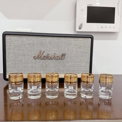  Bộ 6 cốc Pha Lê mạ vàng Bohemia Ver sace dung tích 45 ml Hàng chính hãng