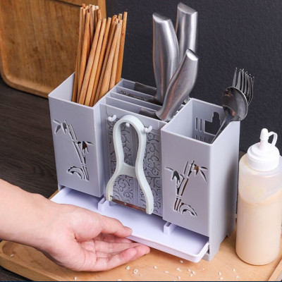 Kệ Cắm Dao Trúc Xinh : Kệ Đũa Muỗng Dán Tường , Để Bàn - Chính Hãng 