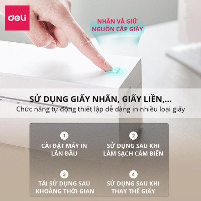 Máy In Nhiệt Deli In Đơn Hàng, Hóa Đơn, Tem Mã Vạch, Logo Tự Dán - Kết Nối USB, Tốc Độ In 1 Đơn/s  - DL-760D