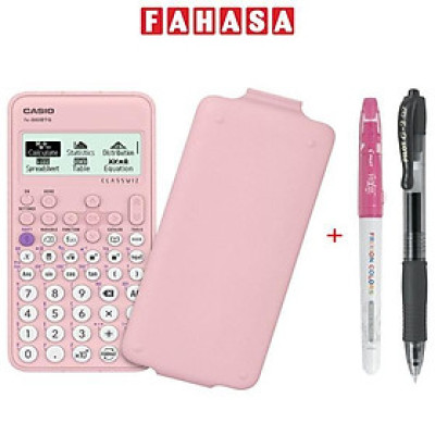Máy Tính Casio FX-880BTG - Màu Hồng + Bút Frixion Colors và G2 (Màu Mực Ngẫu Nhiên)