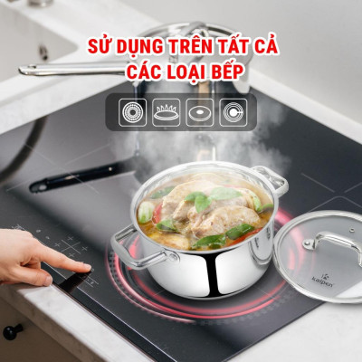 Bộ Nồi Chảo Inox 3 Lớp Liền Khối Cao Cấp Lager Hàng Chính Hãng Kalpen