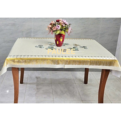 (Tặng 1 lót phần ăn 30x45 cm) Khăn trải bàn W.751 90x150 cm, hoa văn nổi - sang trọng, không thấm nước, dễ làm sạch