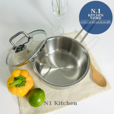 Nồi Quánh inox 18/10 Korkmaz Perla 1.6 lít có nắp - 16x8 cm - Hàng Chính Hãng