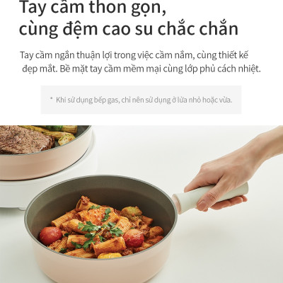 Nồi nhôm Lock&Lock chống dính Suit IH 22cm CSU1222PIK - Hàng chính hãng, dùng được bếp từ, tay cầm êm, dẫn nhiệt nhanh - JoyMall