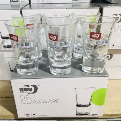 Bộ 6 Chén Uống Rượu Thuỷ Tinh Bộ 6 Ly Uống Rượu Thủy Tinh Cao Cấp 35ml Đế Dày