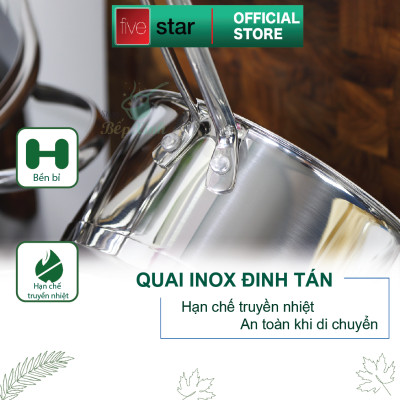 Bộ nồi xửng chảo chống dính cao cấp Fivestar 7 món 3 đáy từ , nắp kính ( tặng bộ sạn dừa 4 món )