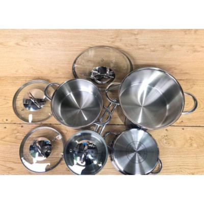 Bộ nồi chảo chống dính tổ ong sâu lòng 3 lớp đáy liền inox 304 Fivestar Plus 5 món quai oval nắp kính , tặng 1 vá canh