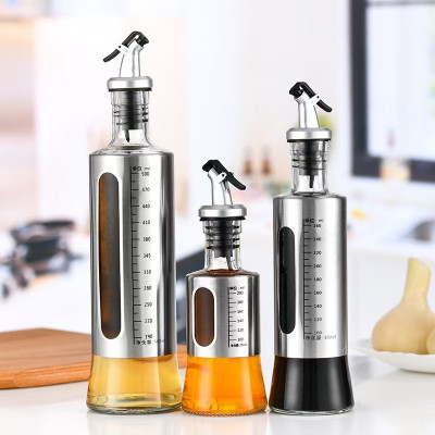 Bình Rót Gia Vị Dầu Ăn, Nước Mắm – Chai Thủy Tinh  200ML Bọc Inox Sang Trọng