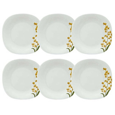 Bộ 6 Đĩa Soup Thủy Tinh Vuông 225 La Opala Diva Ivory Y.G  LAPQ225QYG