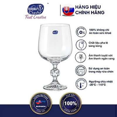 Bộ 6 ly thủy tinh pha lê cường lực uống rượu vang 340 ml