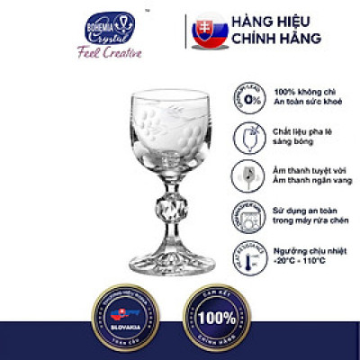 BỘ 6 LY RƯỢU MẠNH CHÂN TÁO MÀI HỌA TIẾT CHÙM NHO 050 ML