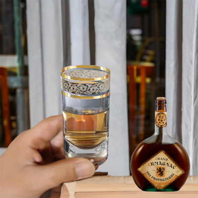 Bộ 6 ly uống rượu mạnh pha lê cường lực mạ vàng platin 24k 070ml Tiệp Khắc