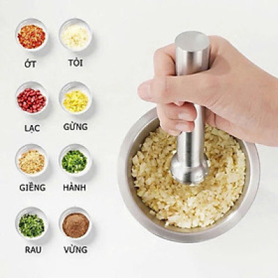 Bộ Chày Cối INox 304 Có Nắp Đậy , Chày Cối Dã Tỏi Ớt Nguyên Khối Cho Gia ĐÌnh Tiện Lợi Dã Nhuyễn Mọi Thực Phẩm Size 10cm 
