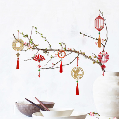 Dây treo trang trí Tết chữ AN thư pháp màu đỏ, màu vàng ( combo tiết kiệm 3 dây) phụ kiện handmade gỗ khắc hoa văn thư pháp treo mai đào