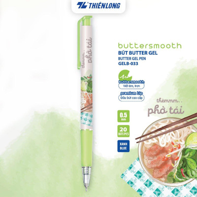 [BST] Bút gel B - Buttersmooth Gel Thiên Long - Premium Tip viết êm, trơn - Mực Xanh