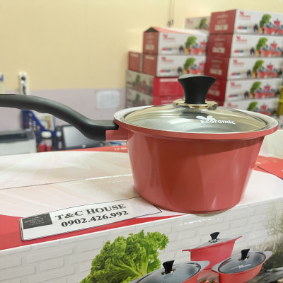 QUÁNH 18CM NỒI ECORAMIC ĐÁY TỪ CÓ TAY CẦM HÀN QUỐC SIZE 18CM