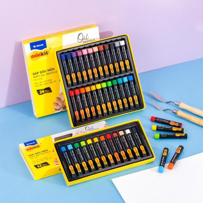 Hộp 24 Bút Sáp Dầu Thân Tròn - Soft Oil Pastels - Colokit OP-C033