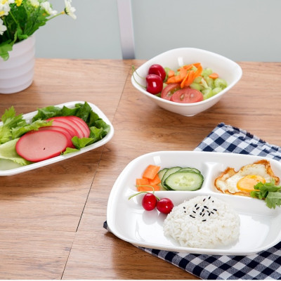 Set 02 Đĩa ăn chia 3 ngăn cho bé màu trắng - Hàng nội địa Nhật