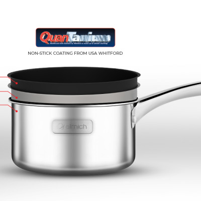 Elmich Quánh Inox 2 lớp chống dính đáy liền Tri-max EL-3783 size 14cm