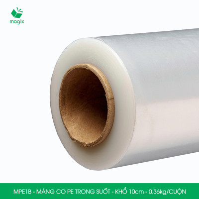 MPE1B - Khổ 10cm - 0.36kg - 1 cuộn màng co PE trong suốt - Cuộn màng bọc PE, màng chít quấn hàng