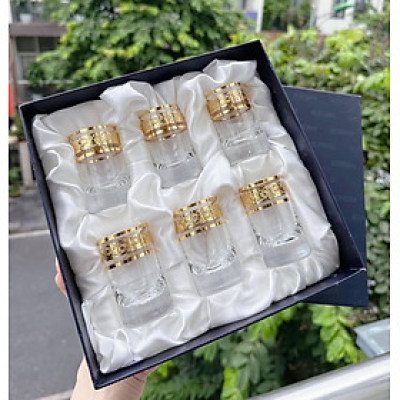  Bộ 6 cốc Pha Lê mạ vàng Bohemia Ver sace dung tích 45 ml Hàng chính hãng